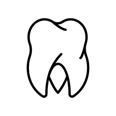 Beyaz arka plan, diş şeffaf işareti, çizgi ve anahat öğelerini lineer tarzda izole diş simge vektör