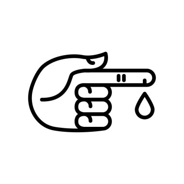 Beyaz arka plan, parmak şeffaf işareti, çizgi ve anahat öğelerini lineer tarzda izole parmak simge vektör