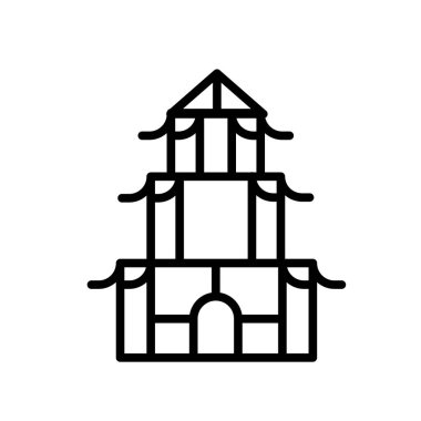 Beyaz arka plan, Çin evi şeffaf işareti, doğrusal işareti, öğenin tasarım anahat tarzı veya izole Çin House simge vektör