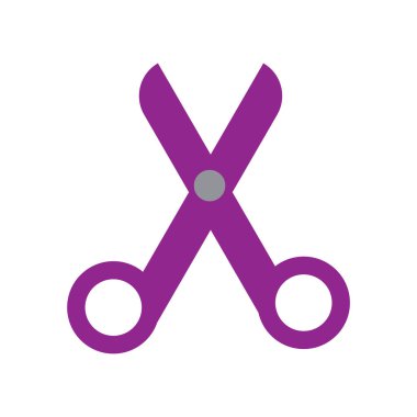 Beyaz arka plan, makas şeffaf işareti, renkli ekipman sembolleri izole makas simge vektör