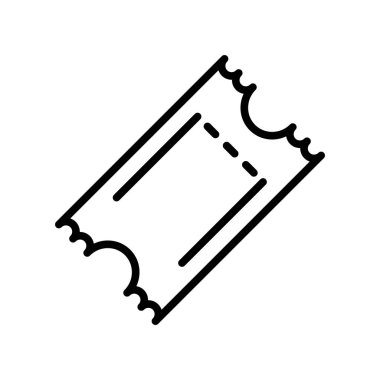 Beyaz arka plan, Bilet şeffaf işareti, çizgi ve anahat öğelerini lineer tarzda izole bilet simge vektör