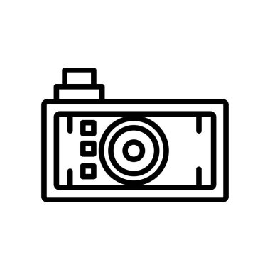 Fotoğraf kamera simge vektör lineer tarzda şeffaf işareti, çizgi ve anahat öğelerini beyaz arka plan, fotoğraf makinesi izole