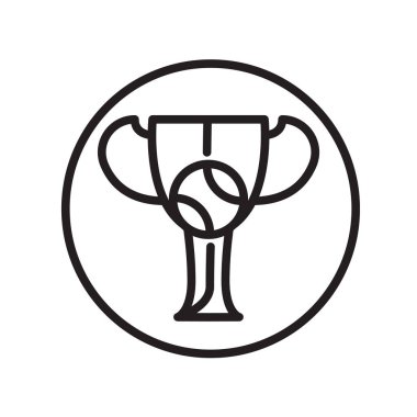 İzole beyaz arka plan, Kupası şeffaf işareti, doğrusal spor sembolleri Kupası simge vektör