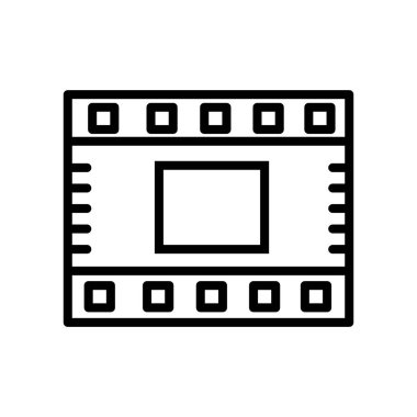 Film şeridi simge vektör, beyaz arka plan üzerinde izole Film Şerit şeffaf işareti, çizgi ve anahat öğelerini lineer tarzda