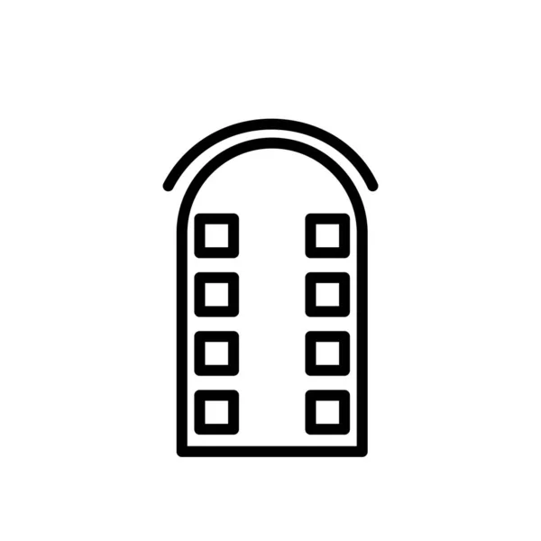 Вектор Иконки Здания Изолирован Белом Фоне Построение Прозрачного Знака Линии — стоковый вектор