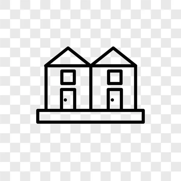 Icône Vectorielle Maisons Mitoyennes Isolée Sur Fond Transparent Concept Logo — Image vectorielle