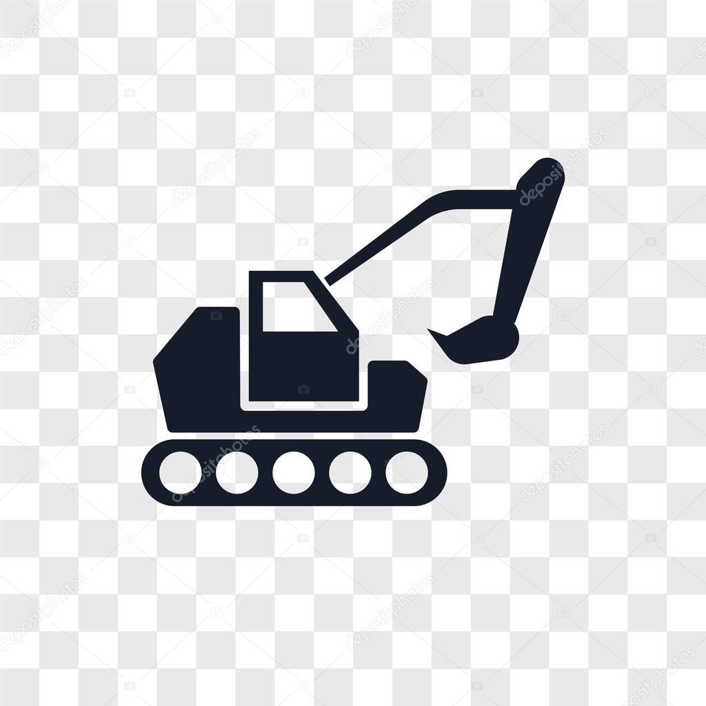 Excavator vector icon isolated on transparent background, Excavator logo concept