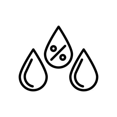 Nem simge vektör lineer tarzda şeffaf işareti, çizgi ve anahat öğelerini beyaz zemin üzerine, nem izole