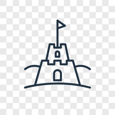 Saydam arka plan üzerinde kumdan kale logo kavramı izole kumdan kale vektör simgesi