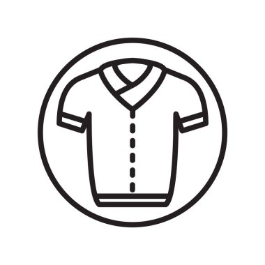 İzole beyaz arka plan, üniforma şeffaf işareti, doğrusal spor semboller üzerinde üniforma simge vektör