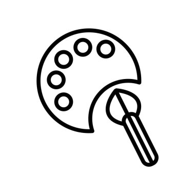 Boya paleti simge vektör lineer tarzda şeffaf işareti, çizgi ve anahat öğelerini beyaz arka plan üzerinde boya paleti izole