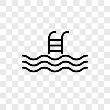 Saydam arka plan üzerinde yüzme havuzu logo kavramı izole yüzme havuzu vektör simgesi