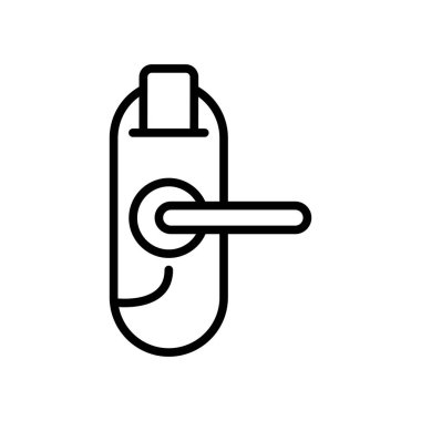 Beyaz arka plan, kapı anahtar saydam işareti, çizgi ve anahat öğelerini lineer tarzda izole kapı anahtar simge vektör