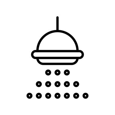 Beyaz arka plan, duş şeffaf işareti, çizgi ve anahat öğelerini lineer tarzda izole duş simge vektör