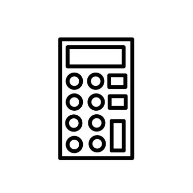 Hesap makinesi simge vektör beyaz arka plan üzerinde hesap makinesi şeffaf işareti, çizgi ve anahat öğelerini lineer tarzda izole