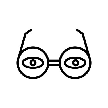 Beyaz arka plan, 3d gözlük şeffaf işareti, çizgi ve anahat öğelerini lineer tarzda izole 3d gözlük simge vektör