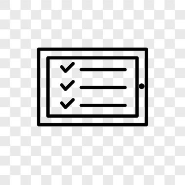 Saydam arka plan üzerinde denetim listesi logo kavramı izole denetim listesi vektör simgesi