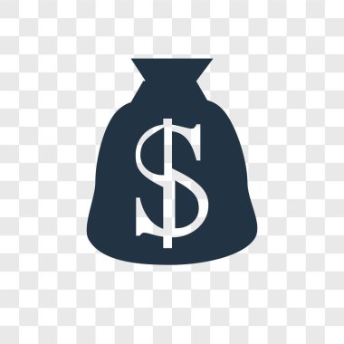 Saydam arka plan üzerinde para çanta logo kavramı izole para çantası vektör simgesi