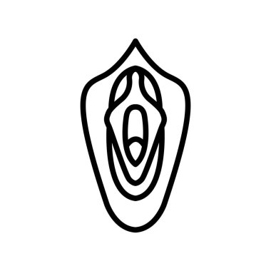 Vajina simge vektör beyaz arka plan üzerinde vajina şeffaf işareti, çizgi ve anahat öğelerini lineer tarzda izole