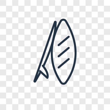 Saydam arka plan üzerinde sörf tahtası logo kavramı izole sörf tahtası vektör simgesi