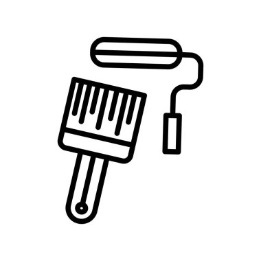 Boya silindiri simge vektör beyaz arka plan üzerinde boya silindiri şeffaf işareti, çizgi ve anahat öğelerini lineer tarzda izole