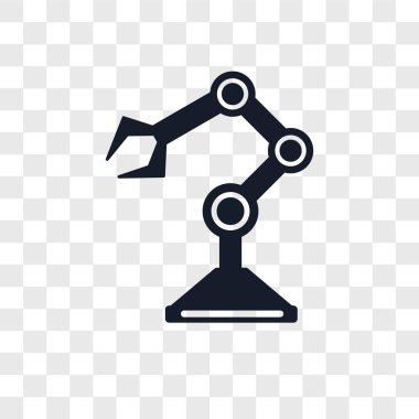 Saydam arka plan üzerinde Robot Kol logo kavramı izole robot kol vektör simgesi