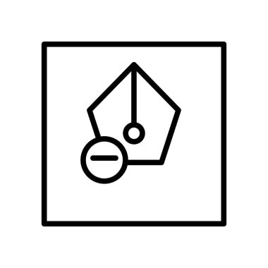 Beyaz arka plan, kalem şeffaf işareti, çizgi ve anahat öğelerini lineer tarzda izole kalem simge vektör