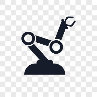 Saydam arka plan üzerinde Robot Kol logo kavramı izole robot kol vektör simgesi