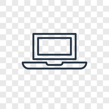 Saydam arka plan üzerinde Laptop logo kavramı izole dizüstü vektör simgesi