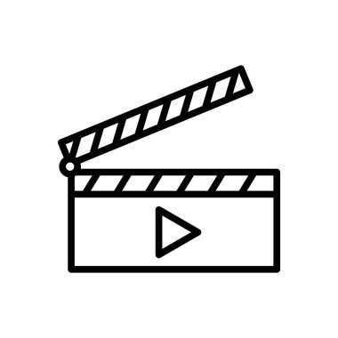 Klaket simge vektör beyaz arka plan üzerinde Klaket şeffaf işareti, çizgi ve anahat öğelerini lineer tarzda izole