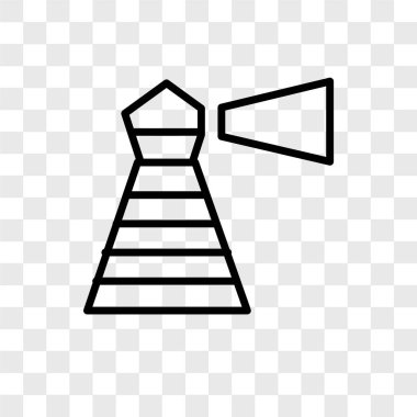 Saydam arka plan üzerinde deniz feneri logo kavramı izole deniz feneri vektör simgesi