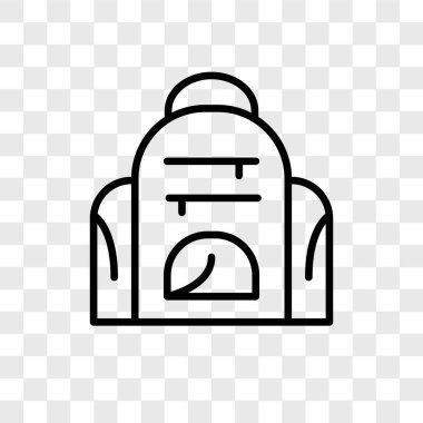 Saydam arka plan üzerinde sırt çantası logo kavramı izole sırt çantası vektör simgesi