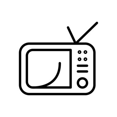 Televizyon simge vektör lineer tarzda şeffaf işareti, çizgi ve anahat öğelerini beyaz zemin üzerine, televizyon izole