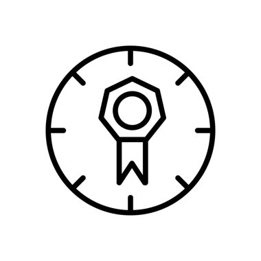 Beyaz arka plan, kalite şeffaf işareti, çizgi ve anahat öğelerini lineer tarzda izole kalite simge vektör