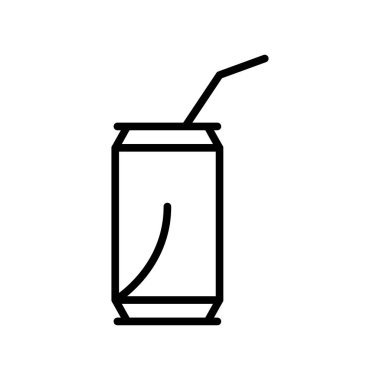 Soda simge vektör lineer tarzda şeffaf işareti, çizgi ve anahat öğelerini beyaz zemin üzerine Soda izole