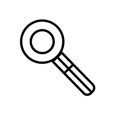 Büyüteç simgesini vektör lineer tarzda şeffaf işareti, çizgi ve anahat öğelerini beyaz zemin üzerine, Büyüteç izole