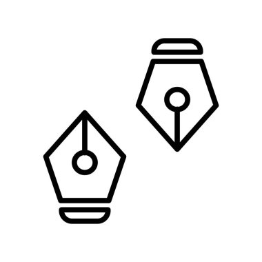 Beyaz arka plan, kalem şeffaf işareti, çizgi ve anahat öğelerini lineer tarzda izole kalem simge vektör