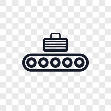 Saydam arka plan üzerinde konveyör logo kavramı izole konveyör vektör simgesi