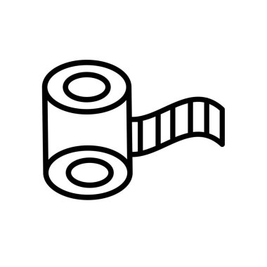 Film rulo simge vektör, beyaz arka plan üzerinde izole filmi oynatın şeffaf işareti, çizgi ve anahat öğelerini lineer tarzda