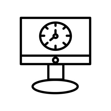 Bilgisayar simge vektör lineer tarzda şeffaf işareti, çizgi ve anahat öğelerini beyaz zemin üzerine, bilgisayar izole