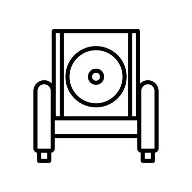 Beyaz arka plan, tekli şeffaf işareti, çizgi ve anahat öğelerini lineer tarzda izole koltuk simge vektör