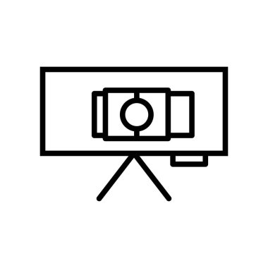 Beyaz arka plan, tuval saydam işareti, çizgi ve anahat öğelerini lineer tarzda izole tuval simge vektör