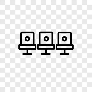 Saydam arka plan üzerinde koltuk logo kavramı izole koltuk vektör simgesi