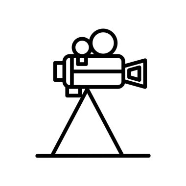 Beyaz arka plan, Film şeffaf işareti, çizgi ve anahat öğelerini lineer tarzda izole film simge vektör