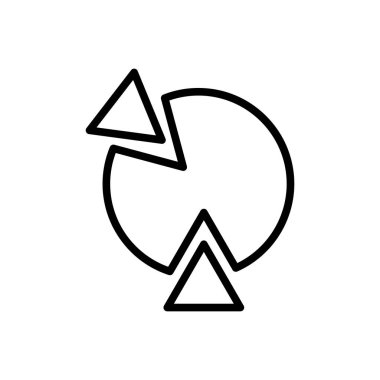 Pasta grafik simge vektör lineer tarzda şeffaf işareti, çizgi ve anahat öğelerini beyaz zemin üzerine, pasta grafik izole