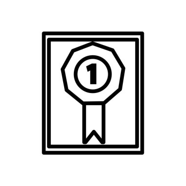 Beyaz arka plan, ödül şeffaf işareti, çizgi ve anahat öğelerini lineer tarzda izole ödül simge vektör