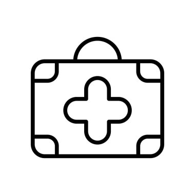 İlk yardım kiti simge vektör beyaz zemin üzerine, ilk yardım kiti şeffaf işareti, çizgi ve anahat öğelerini lineer tarzda izole.