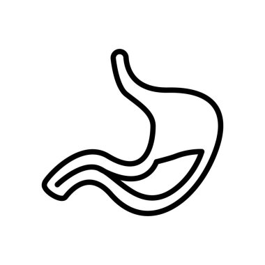 Beyaz arka plan, mide şeffaf işareti, çizgi ve anahat öğelerini lineer tarzda izole mide simge vektör