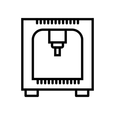 Yazıcı simgesi vektör lineer tarzda şeffaf işareti, çizgi ve anahat öğelerini beyaz zemin üzerine, yazıcı izole