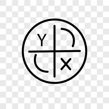 Saydam arka plan üzerinde eksen logo kavramı izole eksen vektör simgesi